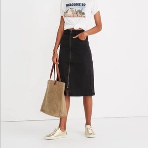 Madewell denim zip midi skirt in lunar wash